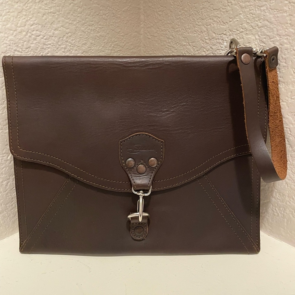 Saddleback Dark Brown Leather Envelope Clutch  Reversible Wristlet